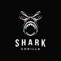 Aggresive powerful gorilla and shark logo icon vector template