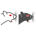 Aggression in domestic rat line and solid icon, Diseases of pets concept, aggressive pet sign on white background Royalty Free Stock Photo