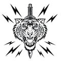 Tiger Angry tiger face tiger head king tiger tattoo vector illustration