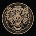 Tiger Angry tiger face tiger head king tiger tattoo vector illustration