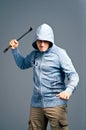 Aggressive bandit with a crowbar Royalty Free Stock Photo