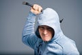 Aggressive bandit with a crowbar Royalty Free Stock Photo