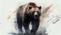 a painting drawing of aggressive bear by watercolor dark style, Generative AI, illustration