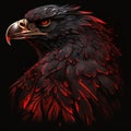 aggressive black and red eagle on black background generative AI