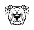 Aggressive Bulldog Head Illustration in Bold Black Lines Royalty Free Stock Photo