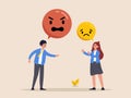 Aggressive business peoples. Abusive relations concept. Worker person aggression or yelling man and women couple arguing