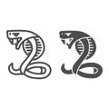 Aggressive cobra line and solid icon, halloween concept, snake sign on white background, serpent icon in outline style Royalty Free Stock Photo