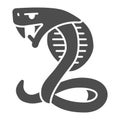 Aggressive cobra solid icon, halloween concept, snake sign on white background, serpent icon in glyph style for mobile Royalty Free Stock Photo