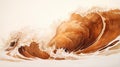 Aggressive Coffee Illustration: Brown Wave Crashing On White Canvas