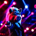 Aggressive devil miss piggy Muppet rock star point, Generative AI
