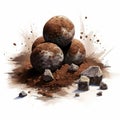 Aggressive Digital Illustration Of Chocolate Balls Piled On Chalk Ground
