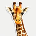 Aggressive Digital Illustration Giraffe Head Sticker