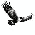 Aggressive Digital Illustration: Goose Flying Tattoo With Stark Contrast Royalty Free Stock Photo
