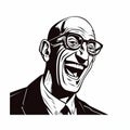 Aggressive Digital Illustration: Laughing Man In Glasses And Suit