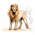 Aggressive Digital Illustration Of A Lion At The Beach
