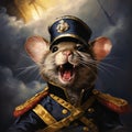 Aggressive Digital Illustration: Rat In Uniform With Sailor Cap