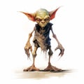 Aggressive Digital Illustration Of A Small Yoda With Crooked Smile