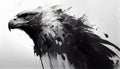 a painting drawing of aggressive eagle hawk by watercolor dark style, Generative AI, illustration