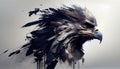 a painting drawing of aggressive eagle hawk by watercolor dark style, Generative AI, illustration