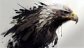 a painting drawing of aggressive eagle hawk by watercolor dark style, Generative AI, illustration