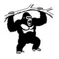 Aggressive Gorilla Roaring and Holding Branch Illustration Royalty Free Stock Photo