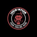 Aggressive gorilla silverback badge round logo vector template