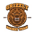 Aggressive grizzly bear face vector illustration mascot logo design Royalty Free Stock Photo