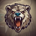 Aggressive Grizzly Bear Logo: Impactful Vector Graphic for Dynamic Teams Royalty Free Stock Photo