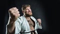 Aggressive karate fighter Royalty Free Stock Photo