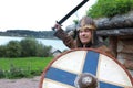 Aggressive man in viking armor
