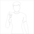 Aggressive pointing character outline illustration on white background