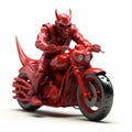 Aggressive Red Devil Motorcycle Figurine - 3d Printed Collectible
