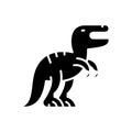 Aggressive strategy, dino black icon concept. Aggressive strategy, dino flat vector symbol, sign, illustration.