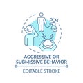 Aggressive or submissive behavior turquoise concept icon