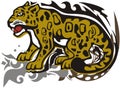 Aggressive tribal golden jaguar symbol