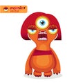 Aggressive Woman. Cartoon Cute Female Monster. Cyclops Monster Girl. Angry Mascot.