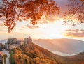 Aggstein castle with autumn forest in Wachau, Austria