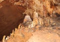 Aggtelek, Hungary 06, 20, 2017: Beautiful Stalactites on the Trails inside the Aggtelek stalactite cave