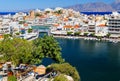 Aghios Nikolaos city at Crete island in Greece. View of harbor