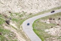 Aghnjadzor, Armenia - May 10, 2017. Convertible car going on asphalt road in Armenian mountain