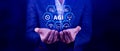 AGI concept, Artificial general intelligence, AI knowledge learning technology, AGI is the future of modern world, combination of Royalty Free Stock Photo