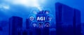 AGI concept, Artificial general intelligence, AI knowledge learning technology, AGI is the future of modern world, combination of Royalty Free Stock Photo