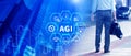 AGI concept, Artificial general intelligence, AI knowledge learning technology, AGI is the future of modern world, combination of Royalty Free Stock Photo