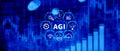 AGI concept, Artificial general intelligence, AI knowledge learning technology, AGI is the future of modern world, combination of Royalty Free Stock Photo
