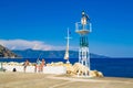 Agia Effimia harbour pier tourists Kefalonia island Greece Royalty Free Stock Photo