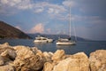 AGIA EFIMIA, KEFALONIA ISLAND-AUGUST 12, 2022:Picturesque view out of Agia Efimia marina, Kefalonia, Ionian Sea, Greece. Royalty Free Stock Photo