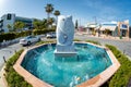 AGIA NAPA, CYPRUS - April 7, 2018: Fish shaped fountain on the main street of town