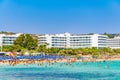 AGIA NAPA, CYPRUS, AUGUST 15, 2017: People are enjoying a sunny day at a beach at Agia Napa, Cyprus Royalty Free Stock Photo