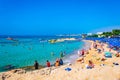 AGIA NAPA, CYPRUS, AUGUST 15, 2017: People are enjoying a sunny day at a beach at Agia Napa, Cyprus Royalty Free Stock Photo