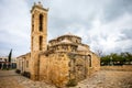 Agia Paraskevi old stone with domes and bell tower Byzantine Church in Geroskipou village, Cyprus